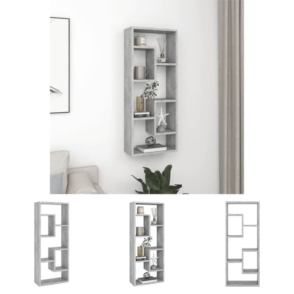 The Living Store Vägghylla betonggrå 36x16x90 cm konstruerat trä - Vägghyllor & fönsterbrädor