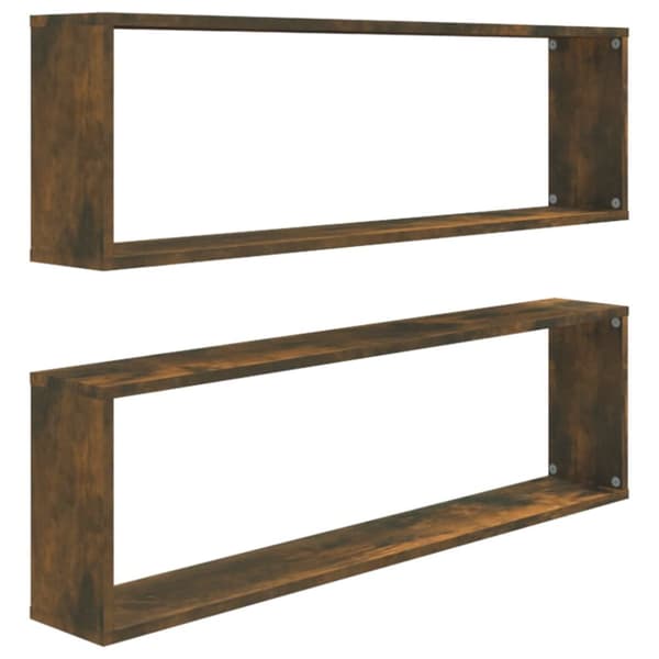The Living Store Vägghyllor 2 st rökfärgad ek 100x15x30 cm konstruerat trä -  Vägghyllor & fönsterbrädor