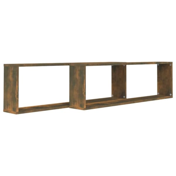 The Living Store Vägghyllor 2 st rökfärgad ek 100x15x30 cm konstruerat trä -  Vägghyllor & fönsterbrädor