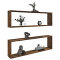 Miniatyrbild 9 av 11: The Living Store Vägghyllor 2 st rökfärgad ek 100x15x30 cm konstruerat trä -  Vägghyllor & fönsterbrädor