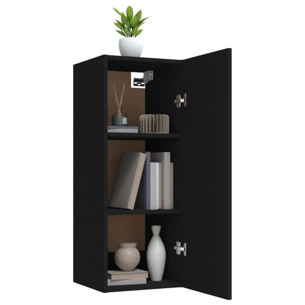 The Living Store vægskab 34,5x34x90 cm konstrueret træ sort - Væghylder & smalle hylder