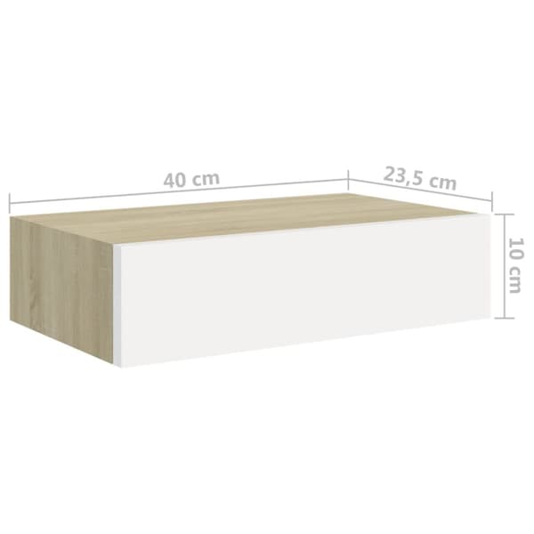 The Living Store Vägglådor ek och vit 2 st 40x23,5x10 cm MDF -  Vägghyllor & fönsterbrädor