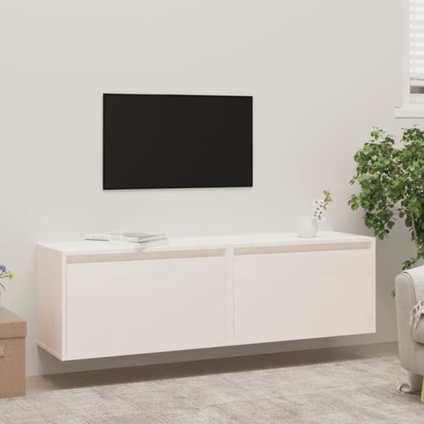 The Living Store Väggskåp 2 st 60x30x35 cm massiv furu vit -  Vägghyllor & fönsterbrädor