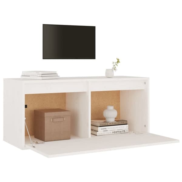 The Living Store vægskab 80x30x35 cm massivt fyrretræ hvid -  Væghylder & smalle hylder