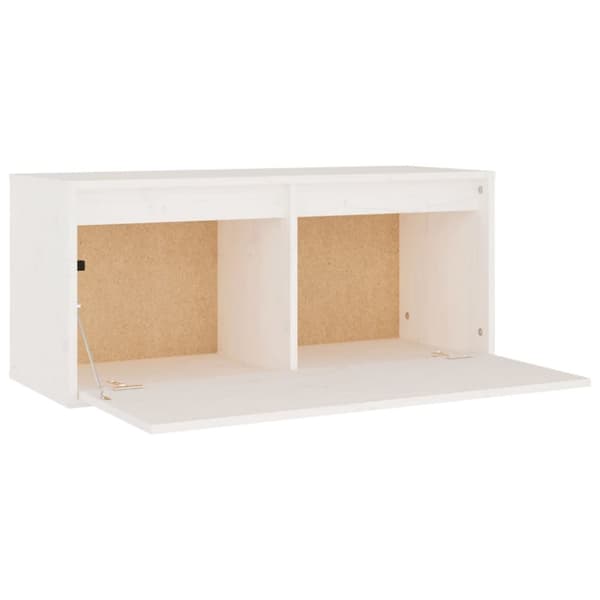 The Living Store vægskab 80x30x35 cm massivt fyrretræ hvid - Væghylder & smalle hylder