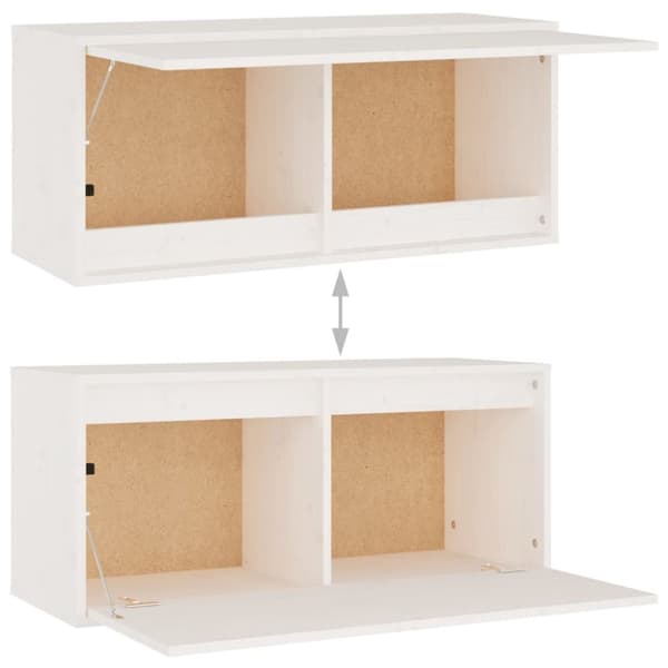 The Living Store vægskab 80x30x35 cm massivt fyrretræ hvid - Væghylder & smalle hylder