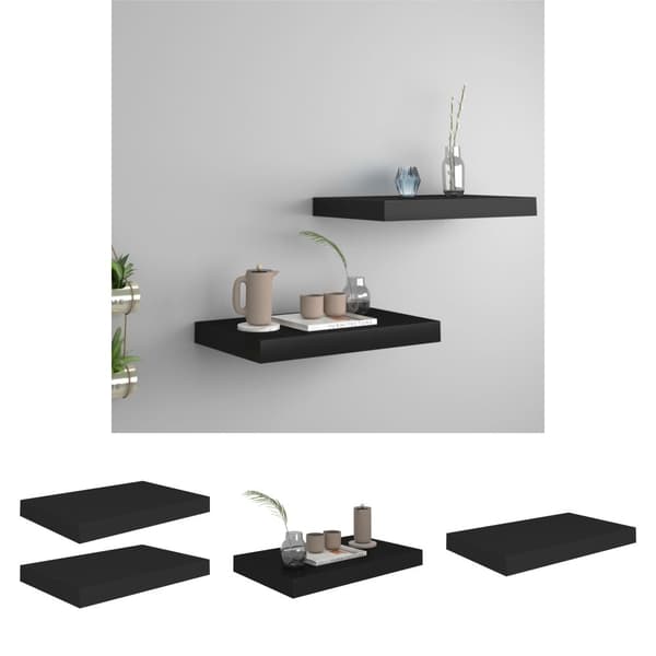 The Living Store Svävande vägghyllor 2 st svart 40x23x3,8 cm MDF -  Vägghyllor & fönsterbrädor