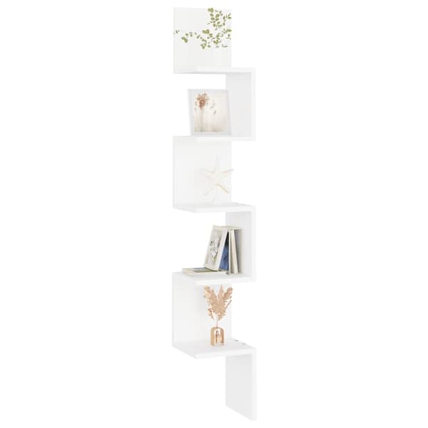 The Living Store væghængt hjørnehylde 20x20x127,5 konstrueret træ hvid -  Væghylder & smalle hylder