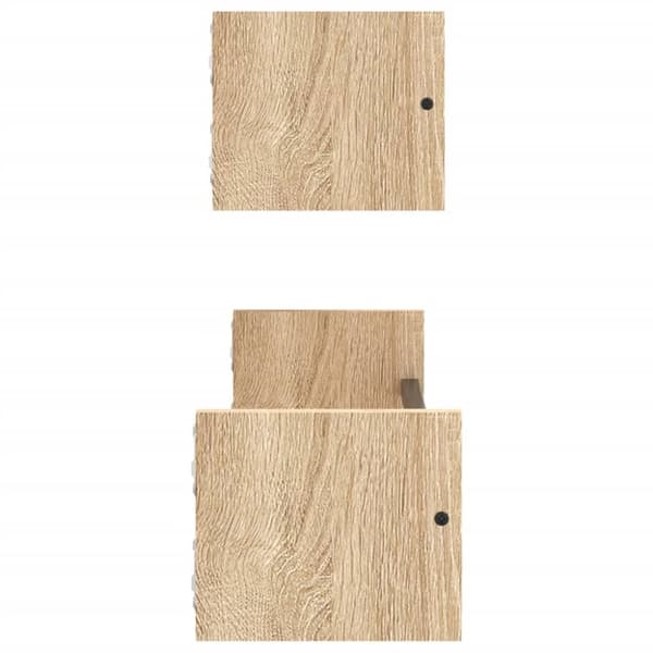 The Living Store Vägghyllor med stänger 2 st sonoma-ek 60x16x14 cm - Vägghyllor & fönsterbrädor