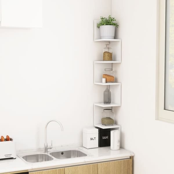 Vägghyllor & fönsterbrädor - Living Vägghylla hörn vit 20x20x127,5 cm konstruerat trä