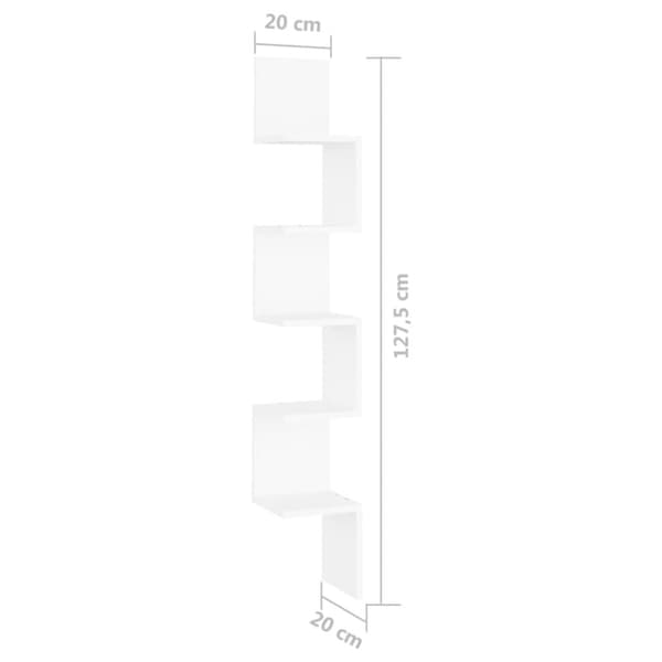 Vägghyllor & fönsterbrädor - Living Vägghylla hörn vit 20x20x127,5 cm konstruerat trä