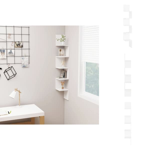 Vägghyllor & fönsterbrädor - Living Vägghylla hörn vit 20x20x127,5 cm konstruerat trä