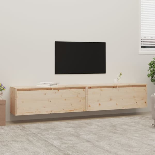 Væghylder & smalle hylder - Living vægskabe 2 stk. 100x30x35 cm massivt fyrretræ