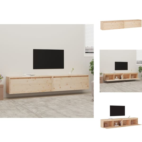 Væghylder & smalle hylder - Living vægskabe 2 stk. 100x30x35 cm massivt fyrretræ