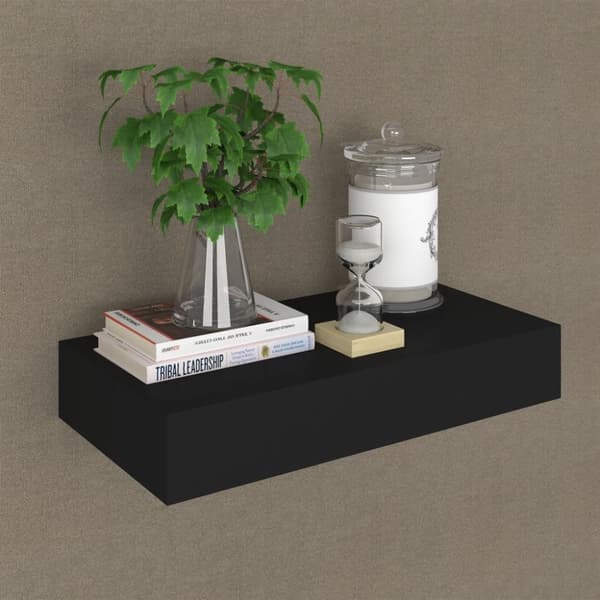 Væghylder & smalle hylder - Living væghylde med skuffe 48x25x8 cm sort