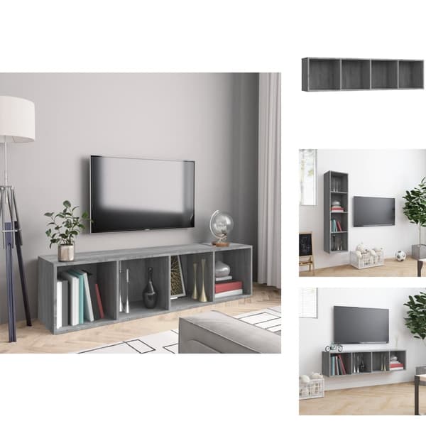 Seinähyllyt - Living Kirjahylly / TV-taso harmaa Sonoma 143x30x36 cm tekninen puu