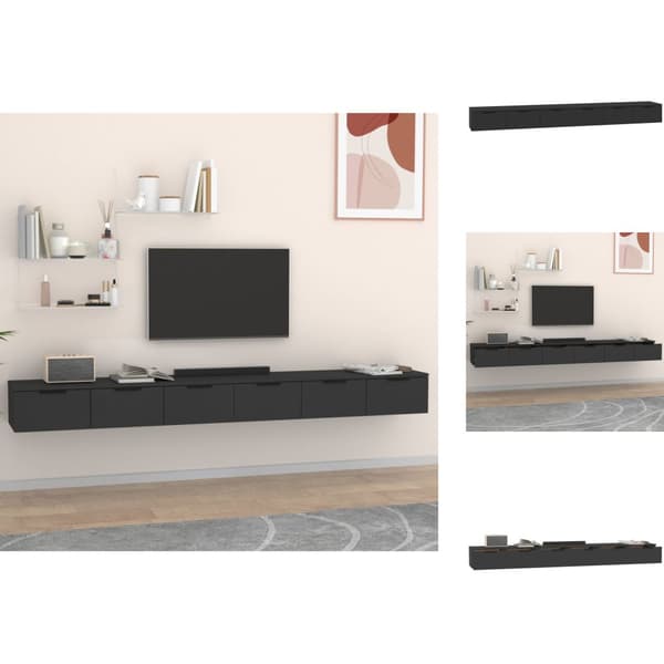 Vägghyllor & fönsterbrädor - Living Väggskåp 2 st svart 102x30x20 cm konstruerat trä