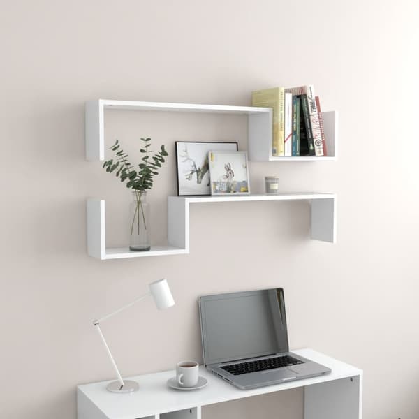 Vägghyllor & fönsterbrädor - Living Vägghyllor 2 st vit 100x15x20 cm konstruerat trä
