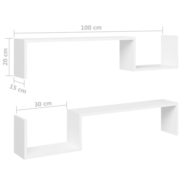 Vägghyllor & fönsterbrädor - Living Vägghyllor 2 st vit 100x15x20 cm konstruerat trä