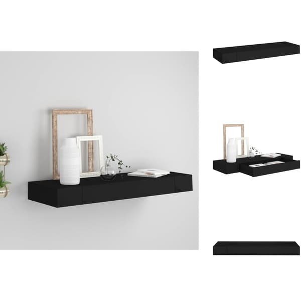 Vägghyllor & fönsterbrädor - Living Svävande vägghylla med låda svart 80x25x8 cm