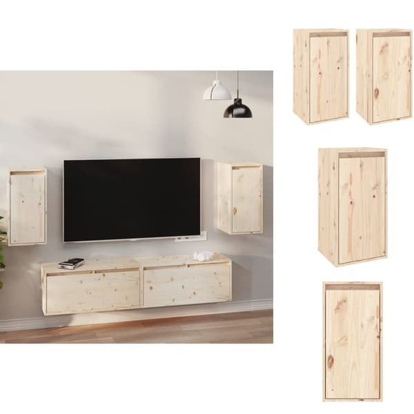 Seinähyllyt - Living Seinäkaapit 2 kpl 30x30x60 cm täysi mänty