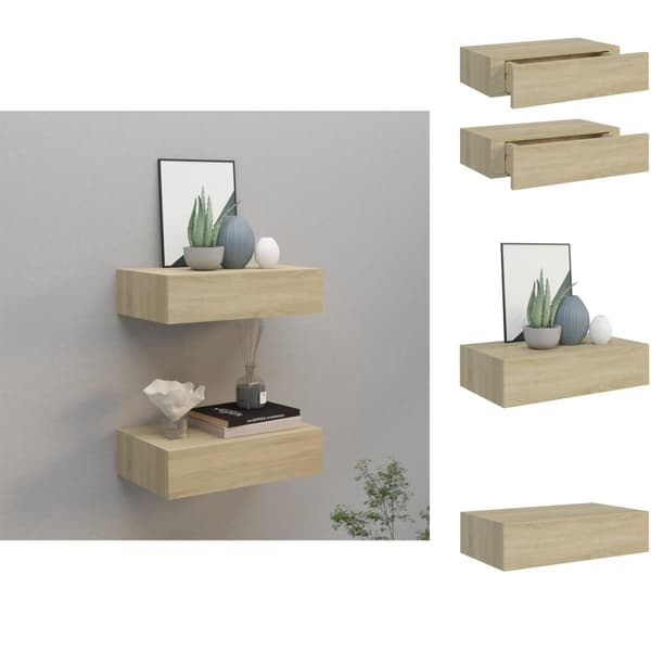 Vägghyllor & fönsterbrädor - Living Väggmonterade lådor ek 2 st 40x23,5x10 cm MDF