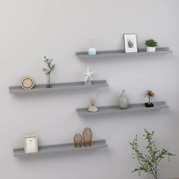 Væghylder & smalle hylder - Living væghylder 4 stk. 80x9x3 cm grå