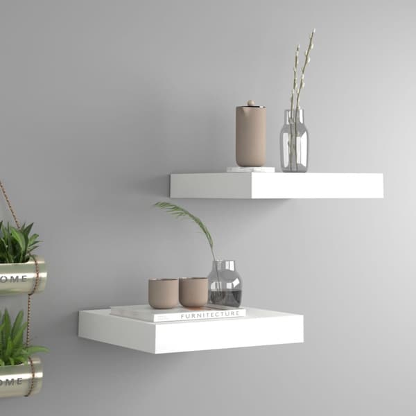 Væghylder & smalle hylder - Living væghylder 2 stk. 23x23,5x3,8 cm MDF hvid