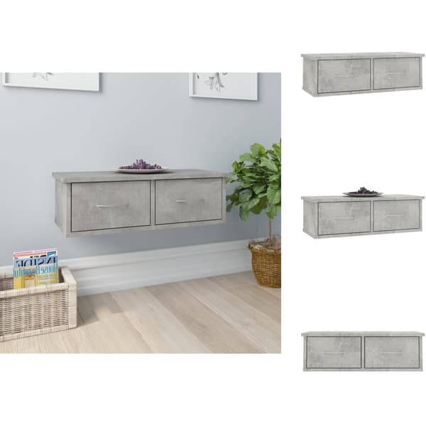 Vägghyllor & fönsterbrädor - Living Väggmonterade lådor betonggrå 60x26x18,5 cm konstruerat trä
