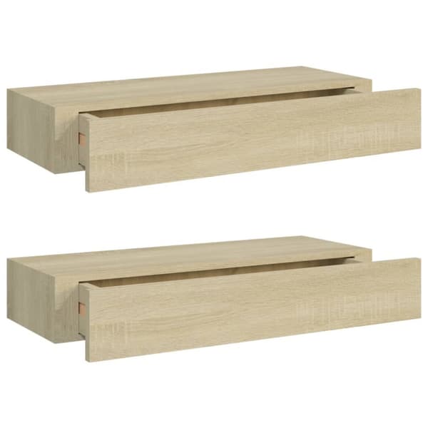 Seinähyllyt - Living Laatikkohyllyt seinälle 2 kpl tammi 60x23,5x10 cm MDF