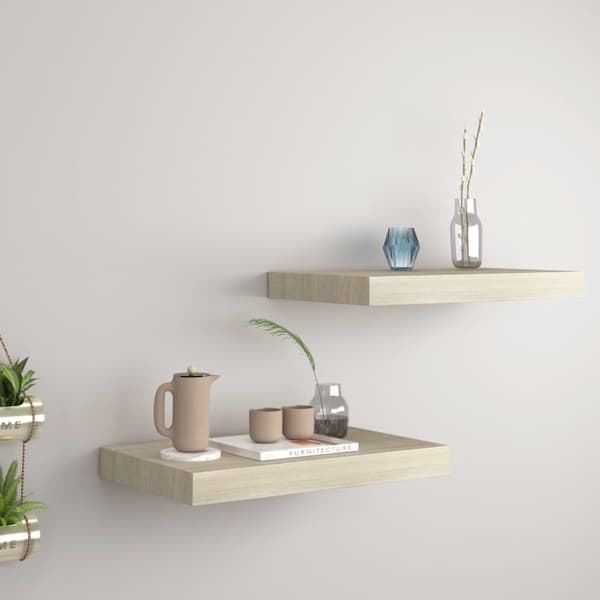 Vägghyllor & fönsterbrädor - Living Svävande vägghyllor 2 st ek 40x23x3,8 cm MDF