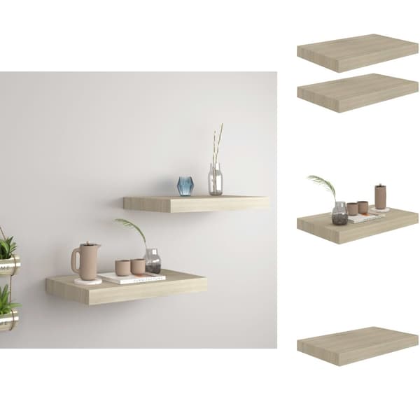 Vägghyllor & fönsterbrädor - Living Svävande vägghyllor 2 st ek 40x23x3,8 cm MDF
