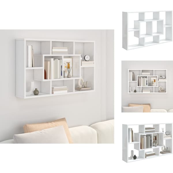 Vägghyllor & fönsterbrädor - Living Vägghylla högglans vit 85x16x52,5 cm konstruerat trä