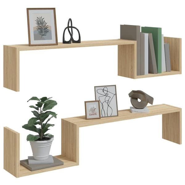 Seinähyllyt - Living Seinähyllyt 2 kpl Sonoma-tammi 100x15x20 cm tekninen puu