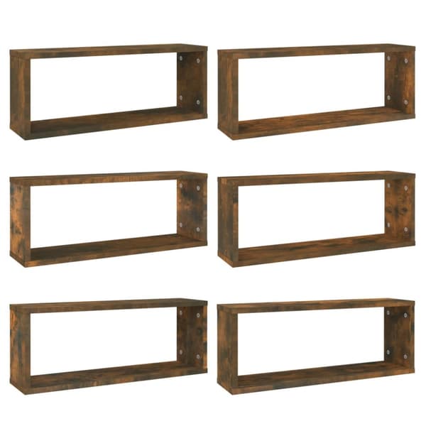 Vägghyllor & fönsterbrädor - Living Vägghyllor 6 st rökfärgad ek 60x15x23 cm konstruerat trä