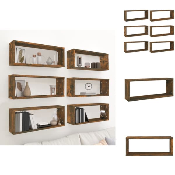 Vägghyllor & fönsterbrädor - Living Vägghyllor 6 st rökfärgad ek 60x15x23 cm konstruerat trä