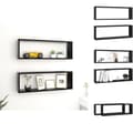 Miniatyrbillede 1 af 11: Væghylder & smalle hylder - Living væghylder 2 stk. 80x15x26,5 cm kubeformet spånplade sort