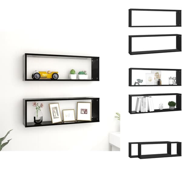 Væghylder & smalle hylder - Living væghylder 2 stk. 80x15x26,5 cm kubeformet spånplade sort