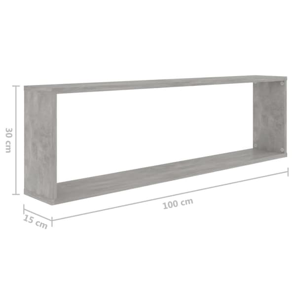 Seinähyllyt - Living Kuutioseinähyllyt 2 kpl betoninharmaa 100x15x30 cm tekninen puu