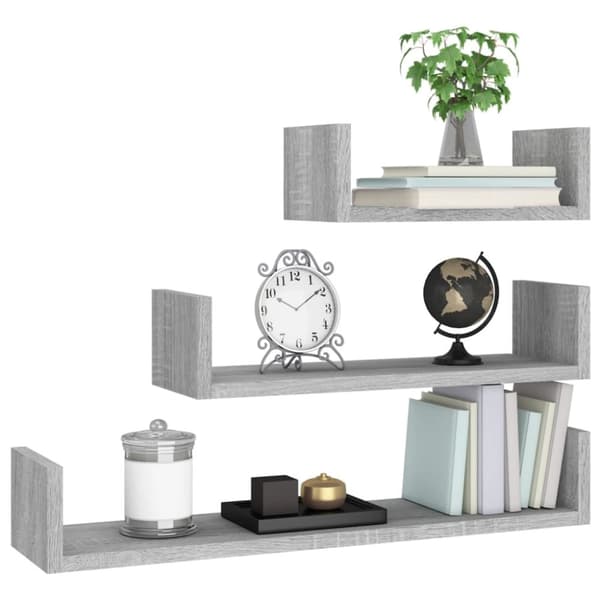 Seinähyllyt - Living Seinähyllyt 3 kpl harmaa Sonoma tekninen puu