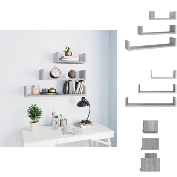 Seinähyllyt - Living Seinähyllyt 3 kpl harmaa Sonoma tekninen puu