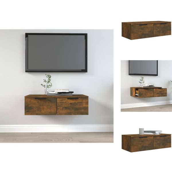 Væghylder & smalle hylder - Living vægskab 68x30x20 cm konstrueret træ røget egetræsfarve