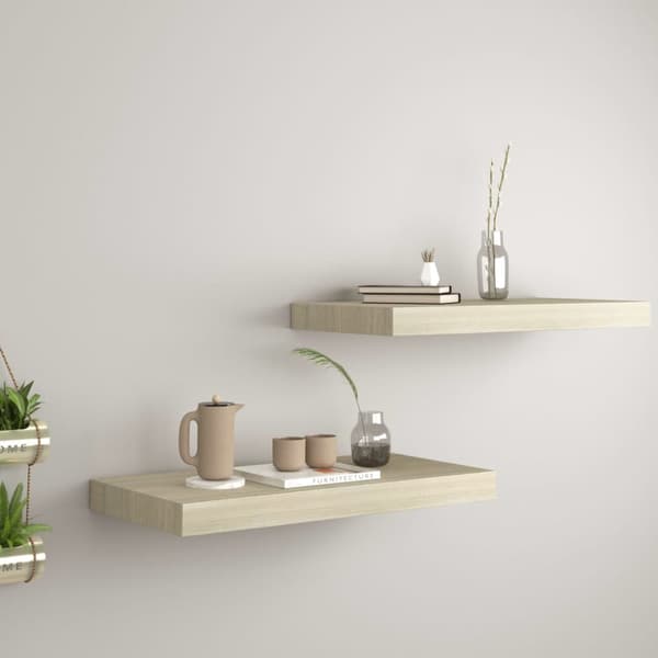 Vägghyllor & fönsterbrädor - Living Svävande vägghyllor 2 st ek 50x23x3,8 cm MDF