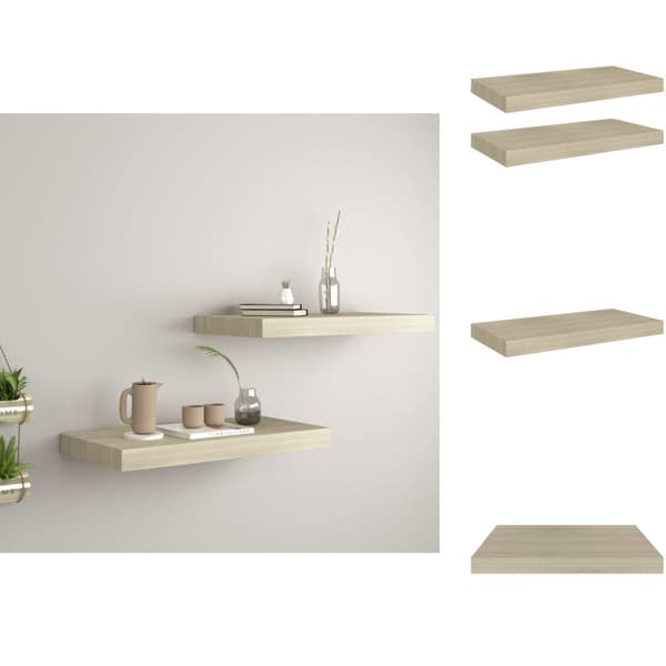 Vägghyllor & fönsterbrädor - Living Svävande vägghyllor 2 st ek 50x23x3,8 cm MDF