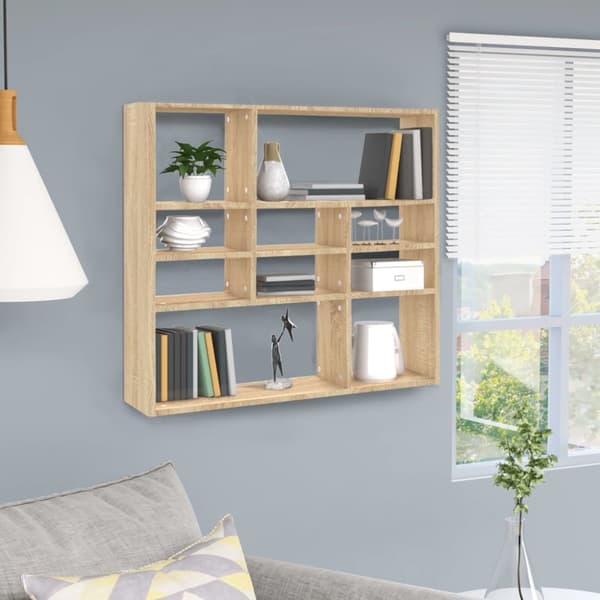 Vägghyllor & fönsterbrädor - Living Vägghylla sonoma-ek 90x16x78 cm konstruerat trä