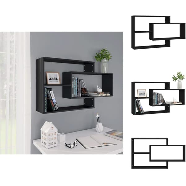 Vägghyllor & fönsterbrädor - Living Vägghyllor svart 104x20x58,5 cm konstruerat trä