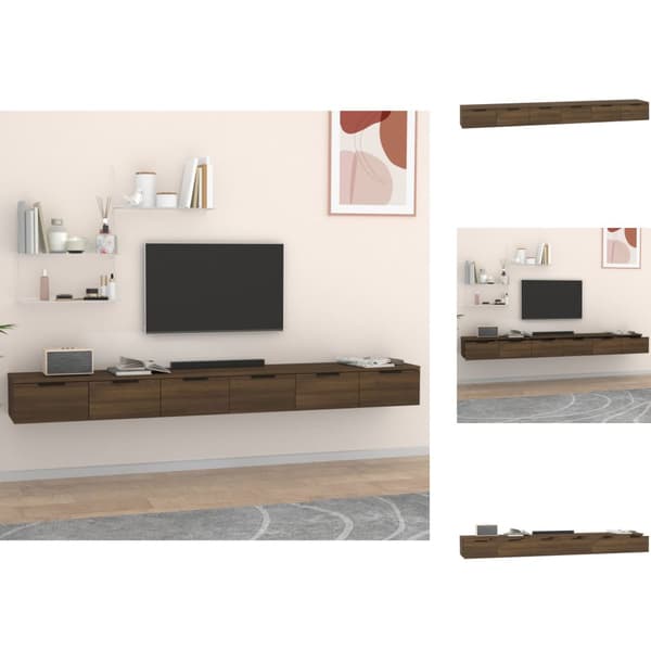 Væghylder & smalle hylder - Living vægskabe 2 stk. 102x30x20 cm konstrueret træ brun egetræsfarve