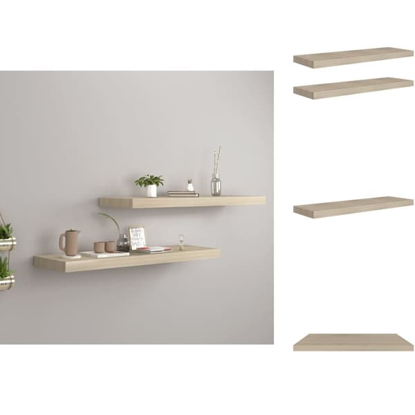 Væghylder & smalle hylder - Living væghylder 2 stk. 80x23,5x3,8 cm MDF egetræsfarve
