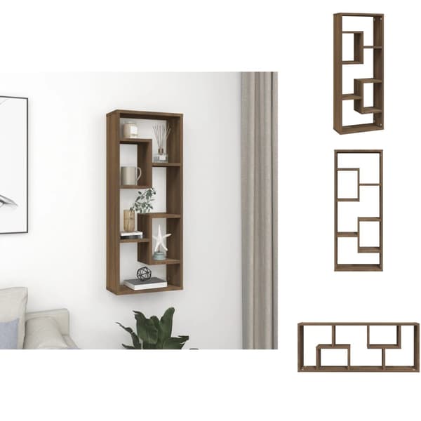 Væghylder & smalle hylder - Living væghylde 36x16x90 cm konstrueret træ brun egetræsfarve