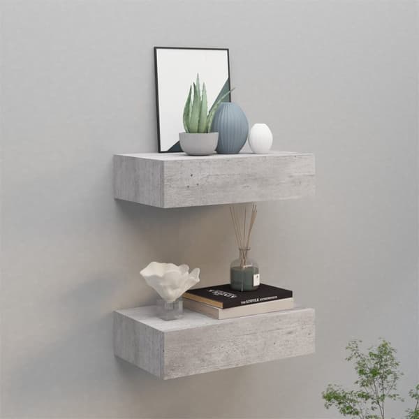 Vägghyllor & fönsterbrädor - Living Vägglådor betonggrå 2 st 40x23,5x10 cm MDF